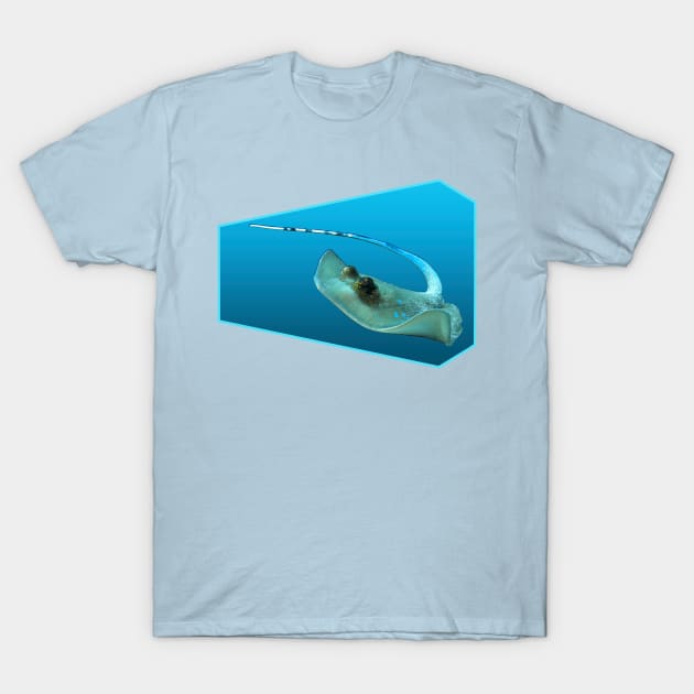 Dynamic stingray | Abstract underwater art on blue background | T-Shirt by Ute-Niemann